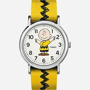 Timex x Peanuts Weekender Charlie Brown Watch - 38mm w/Yellow Zig Zag Strap